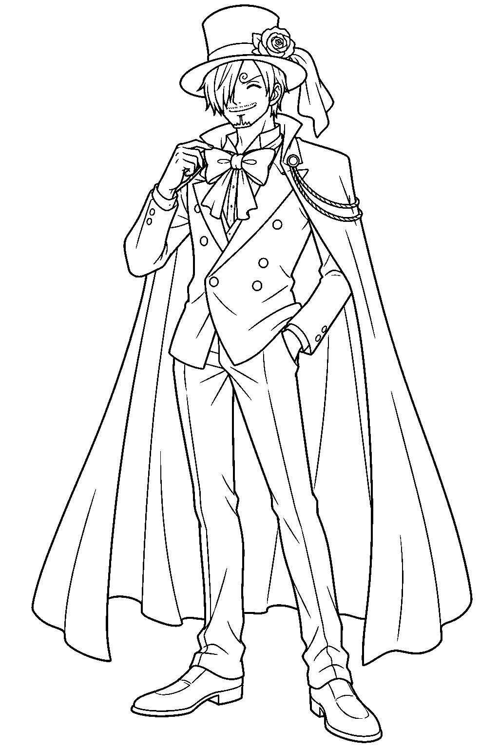 one piece sanji wedding suit line art