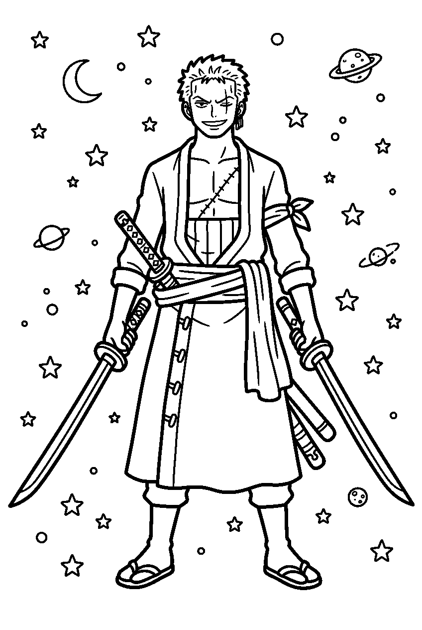 one piece zoro among the stars line art