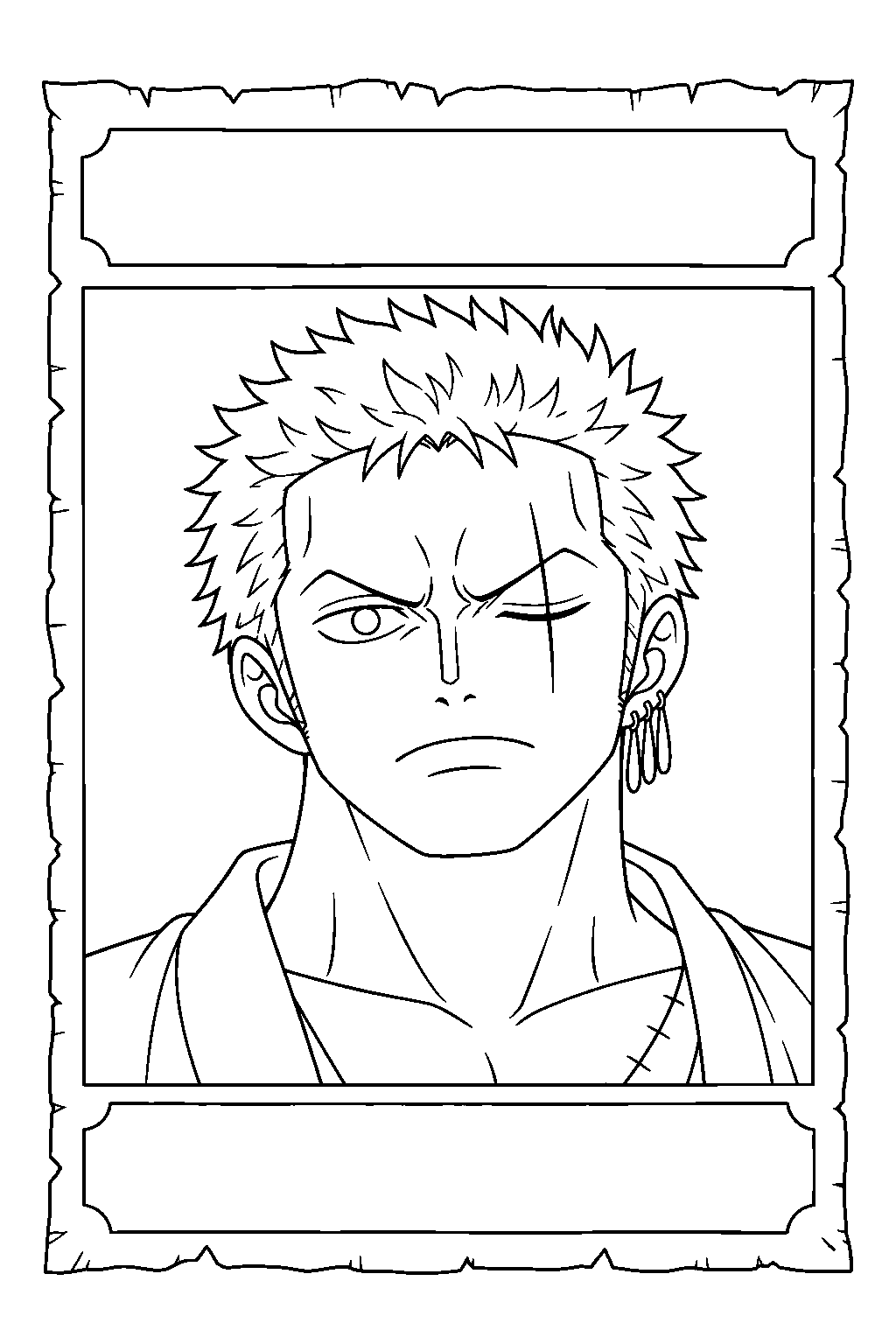one piece zoro wanted poster line art