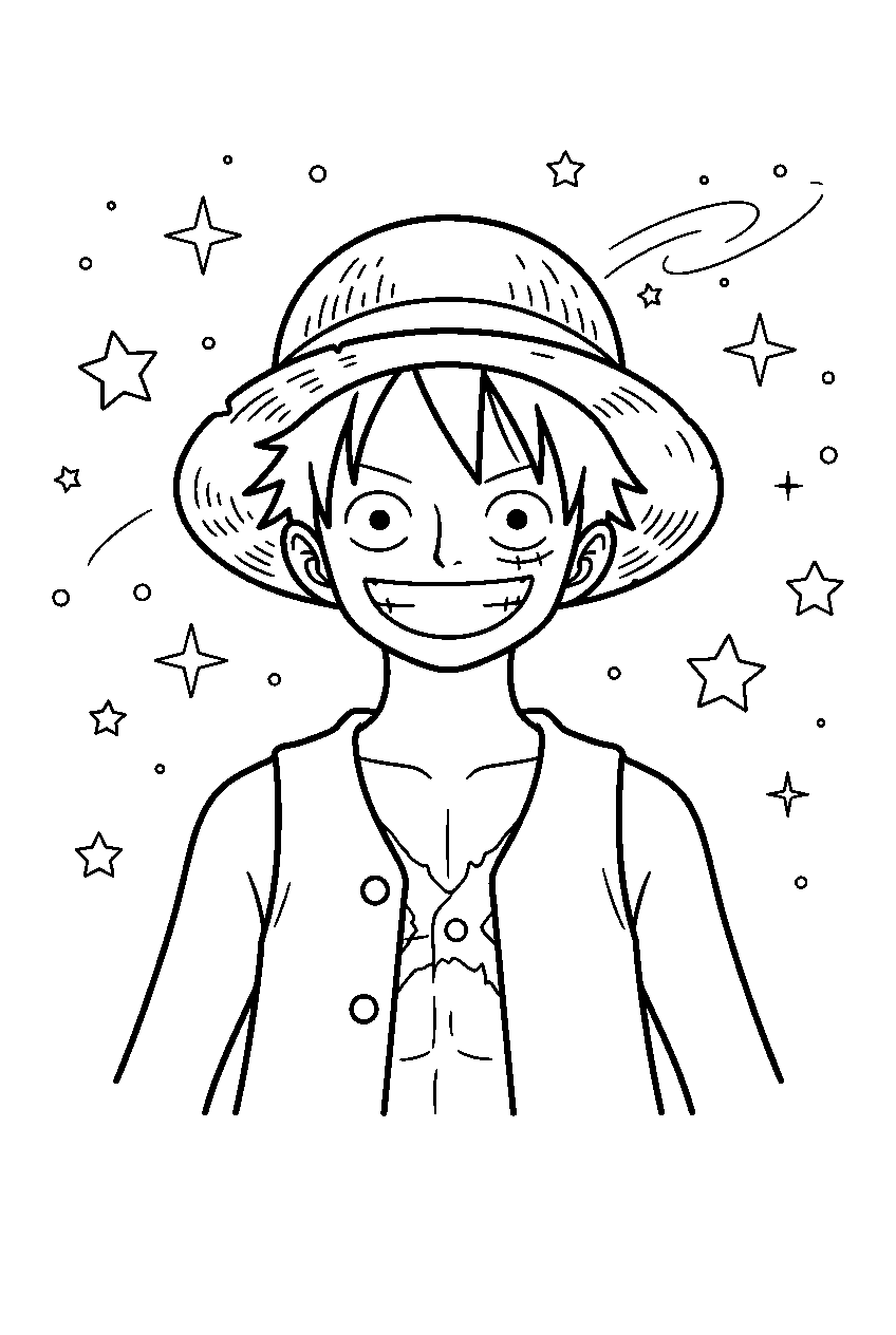 one piece characters among the stars line art