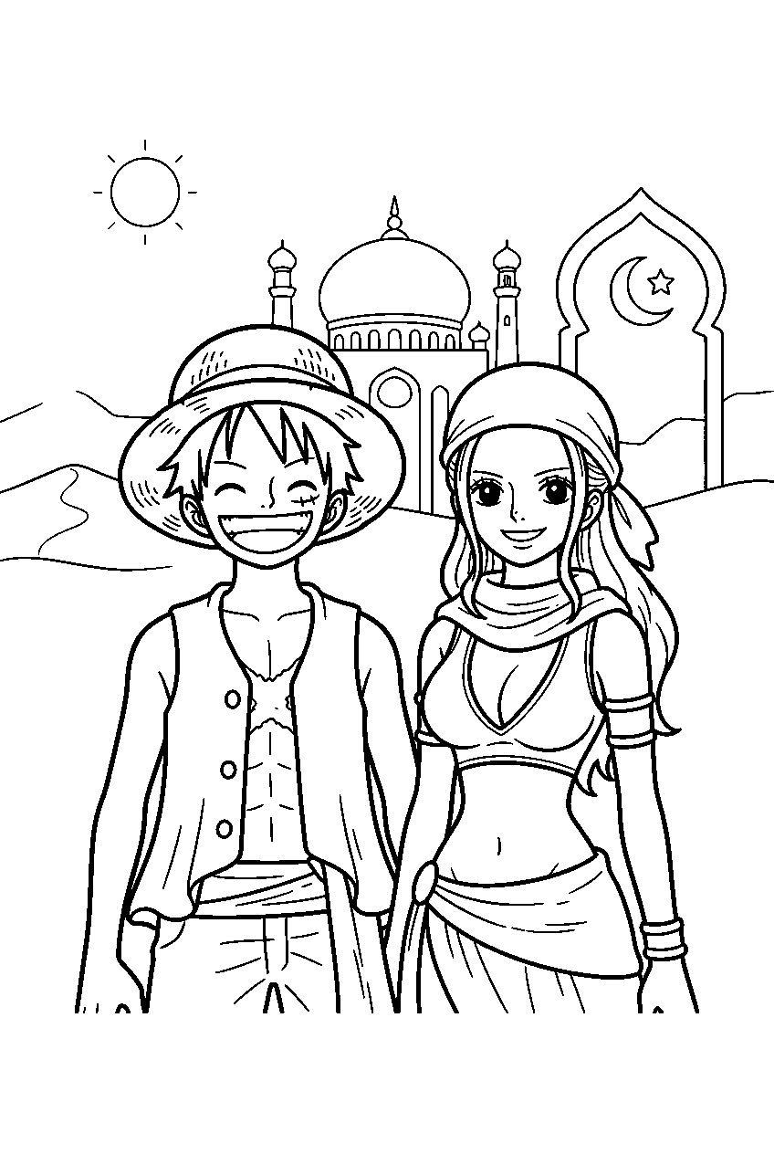 one piece characters in alabasta kingdom line art