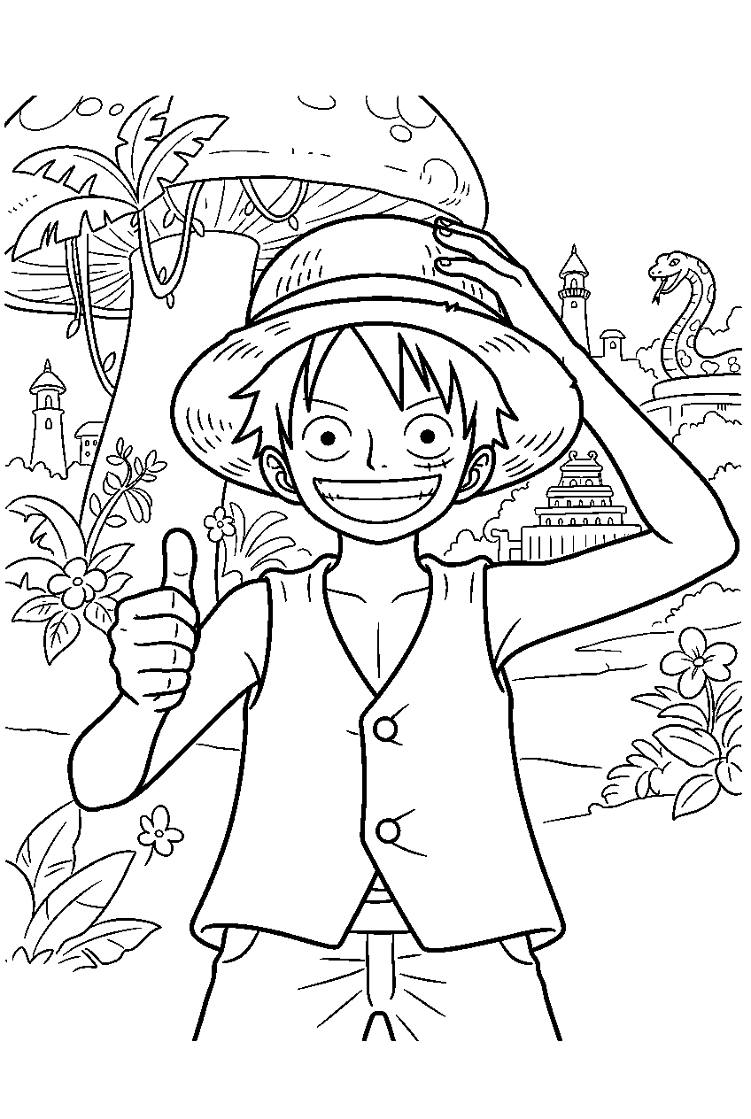 one piece characters in amazon lily line art