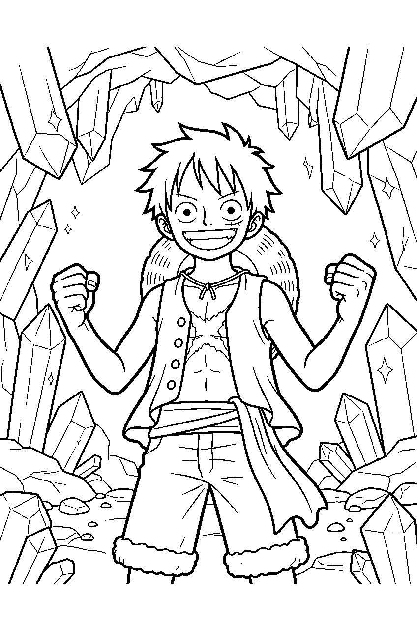 one piece characters in crystal cave line art