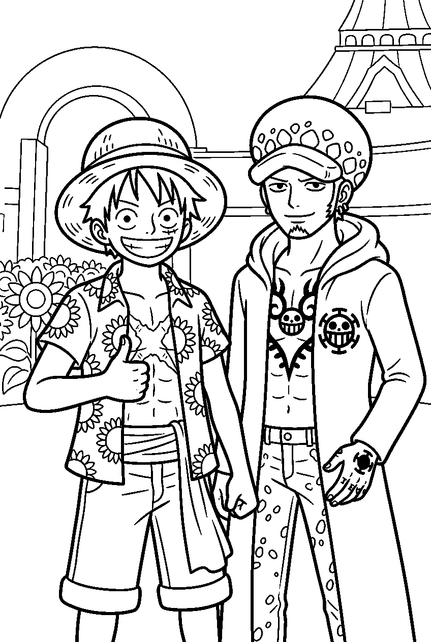 one piece characters in dressrosa line art