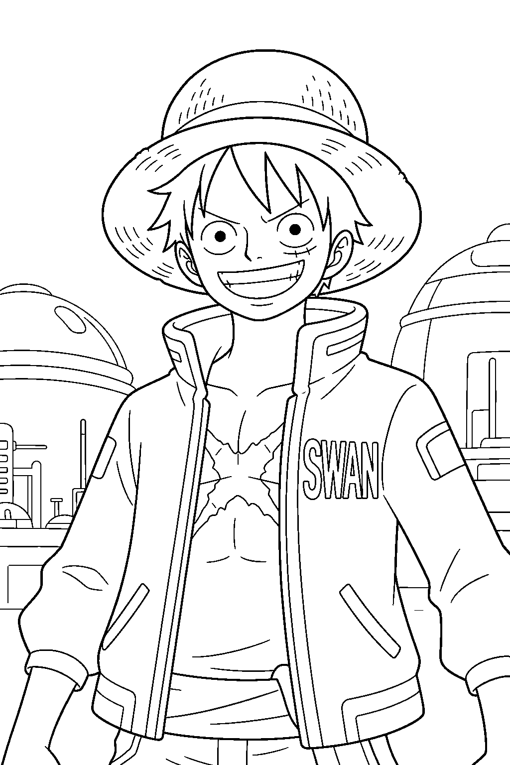 one piece characters in egghead island line art