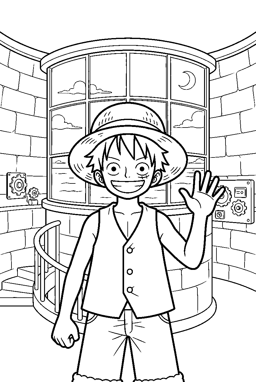 one piece characters in lighthouse line art