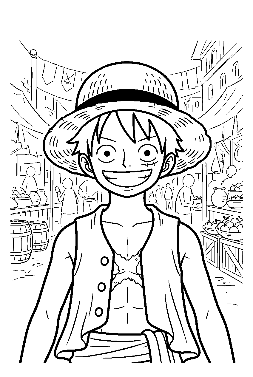 one piece characters in marketplace line art