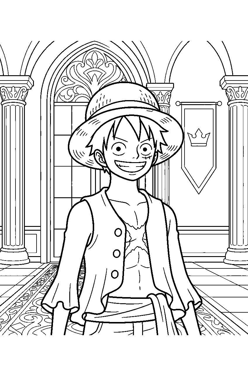 one piece characters in royal palace line art