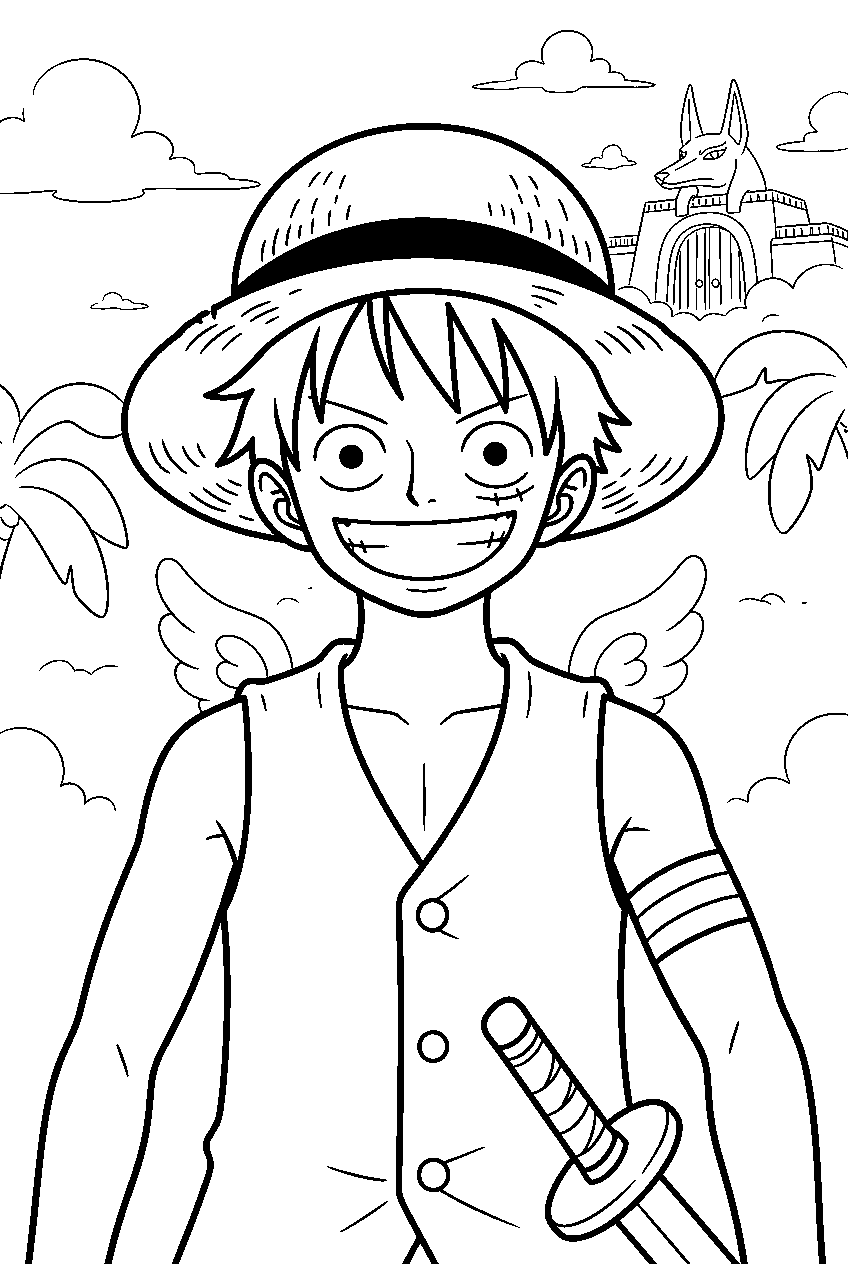 one piece characters in skypiea line art