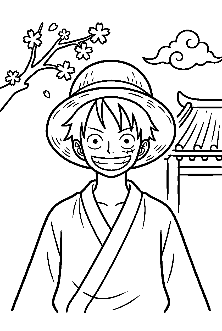 one piece characters in wano country line art