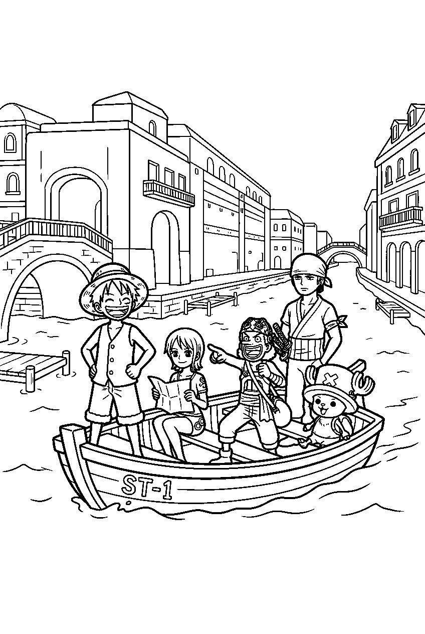one piece characters in water 7 line art
