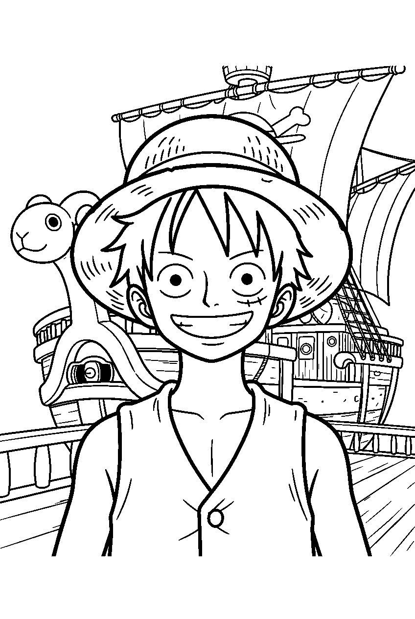 one piece characters on going merry line art
