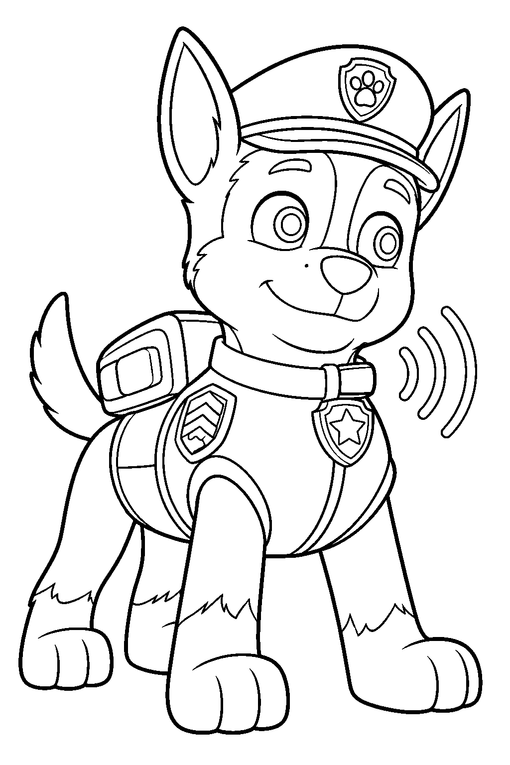 paw patrol chase answering a rescue call through his pup tag line art