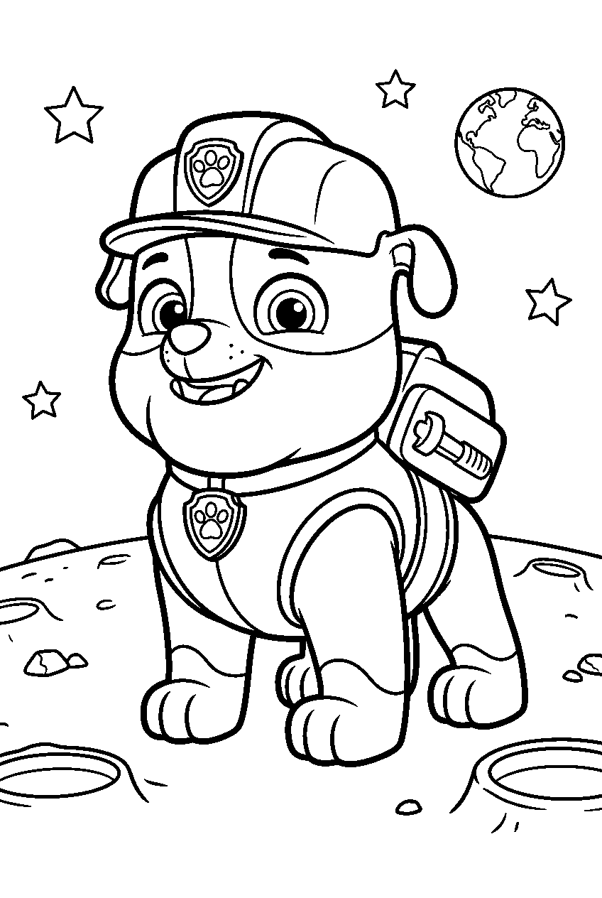 paw patrol rubble on the moon line art