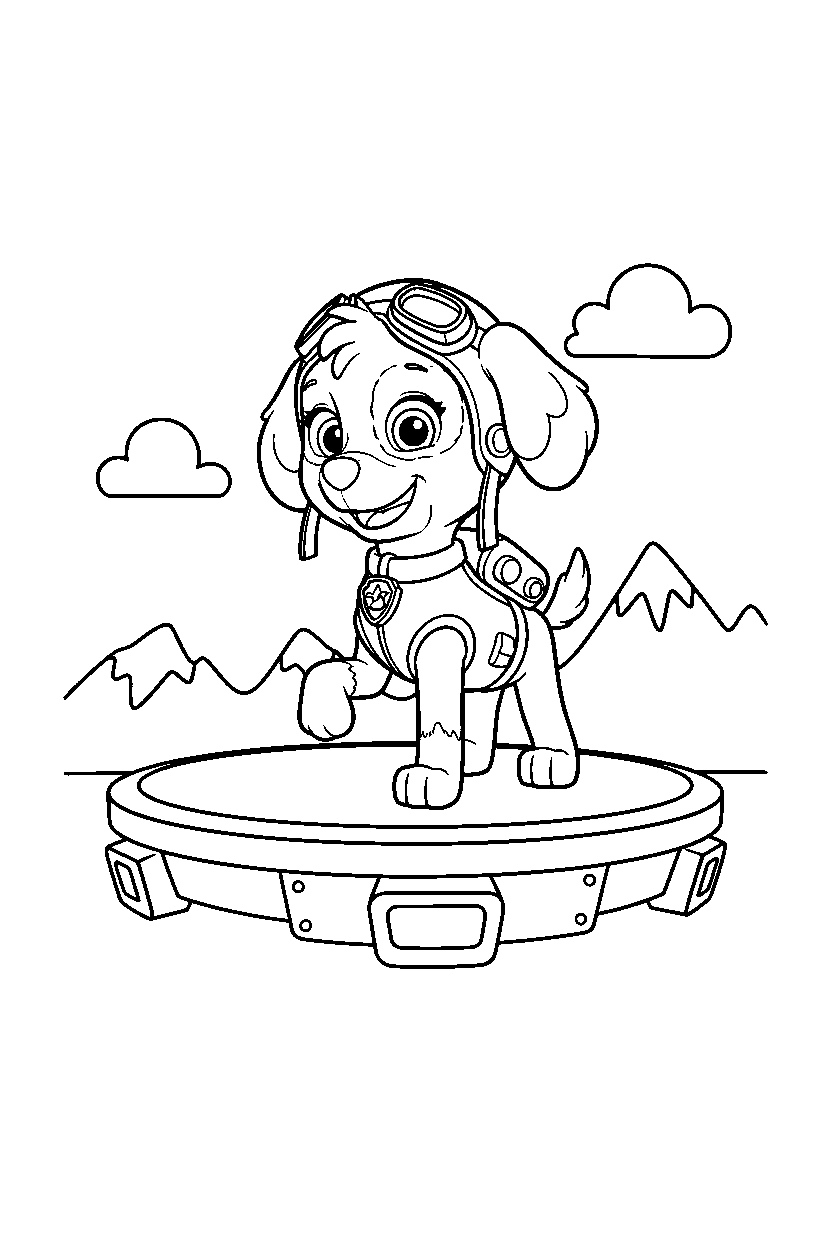 paw patrol skye exploring on platform line art