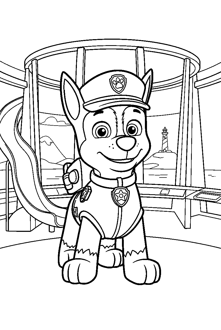 paw patrol characters in adventure bay lookout line art