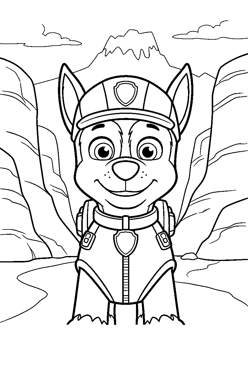 paw patrol characters in canyon line art