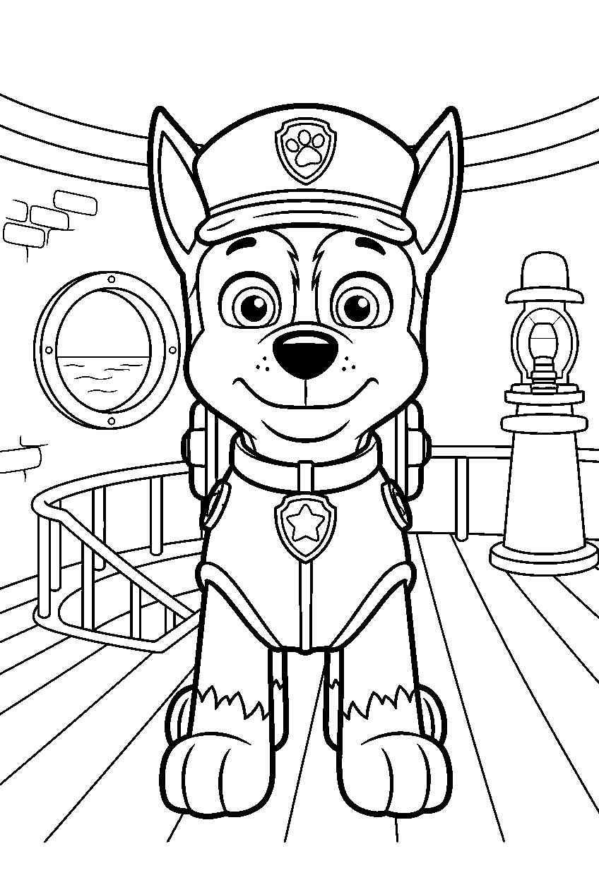 paw patrol characters in lighthouse line art