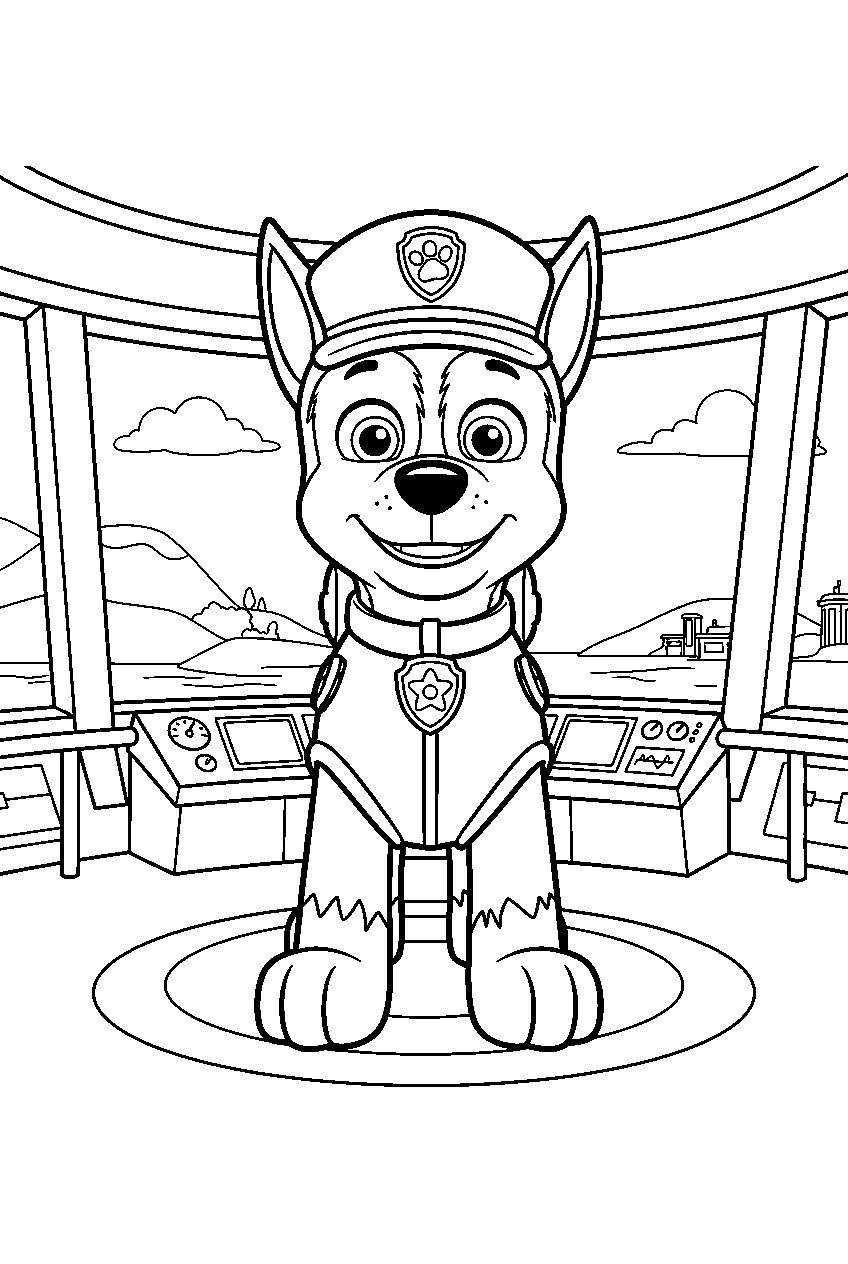 paw patrol characters in lookout tower line art