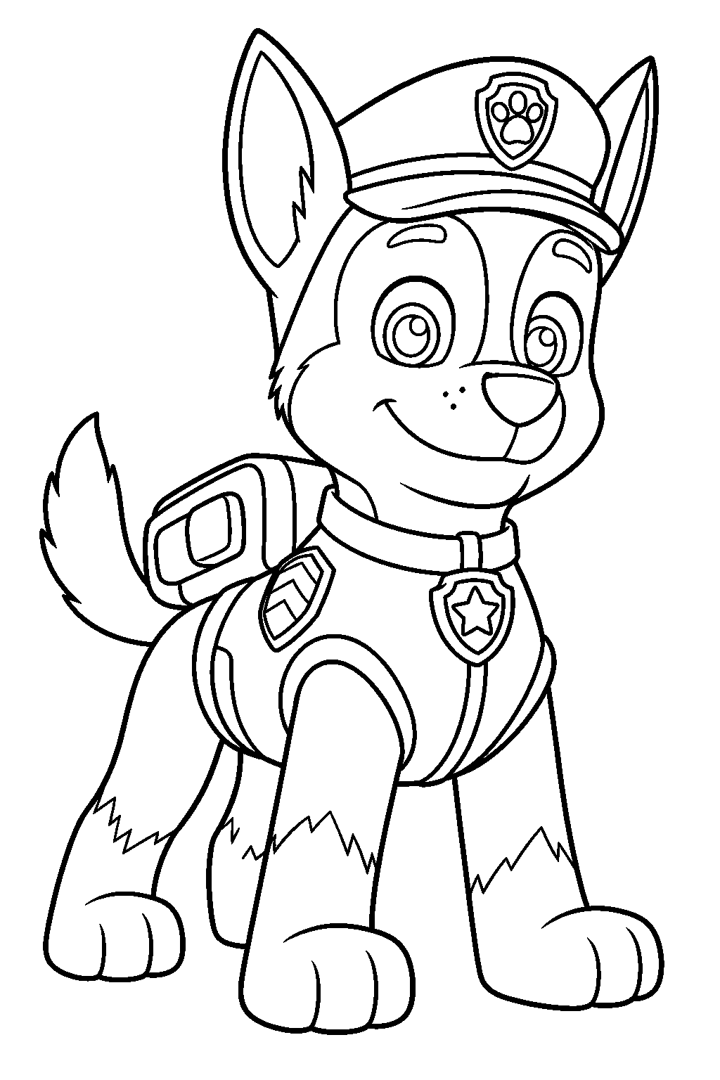 paw patrol chase in his police uniform line art