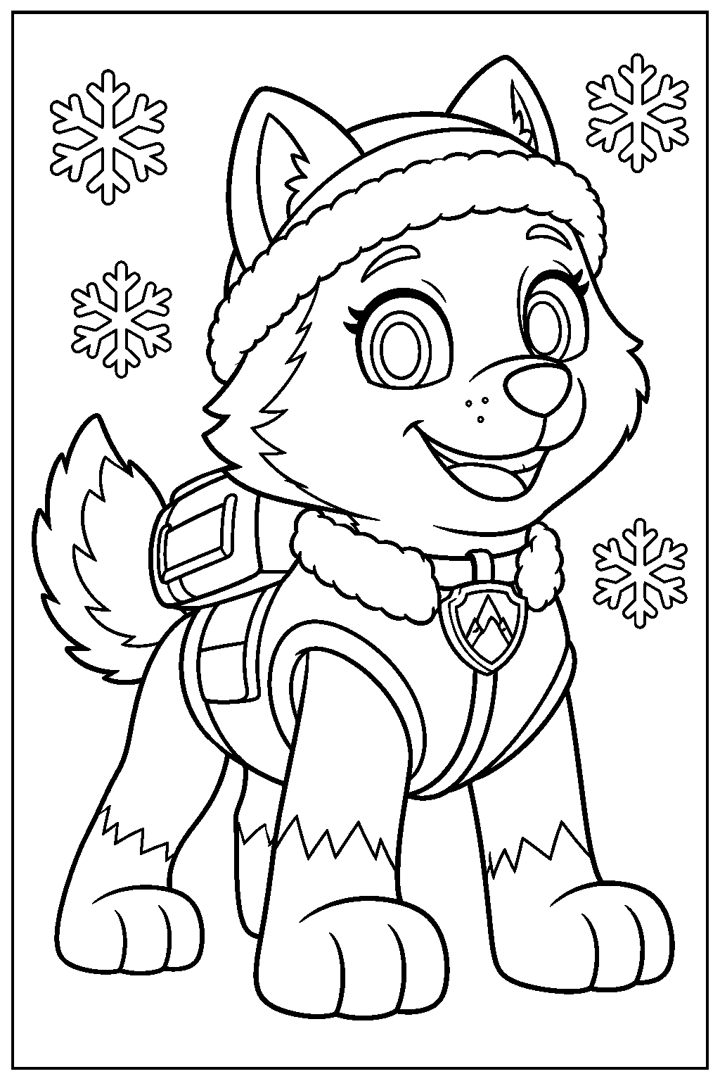 paw patrol everest in her snow rescue uniform line art