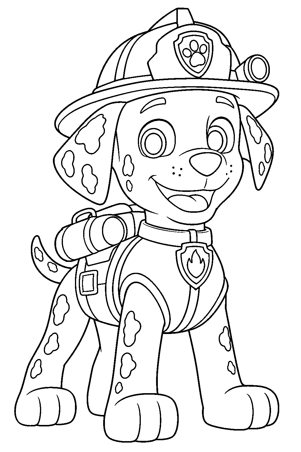 paw patrol marshall in his firefighter uniform line art