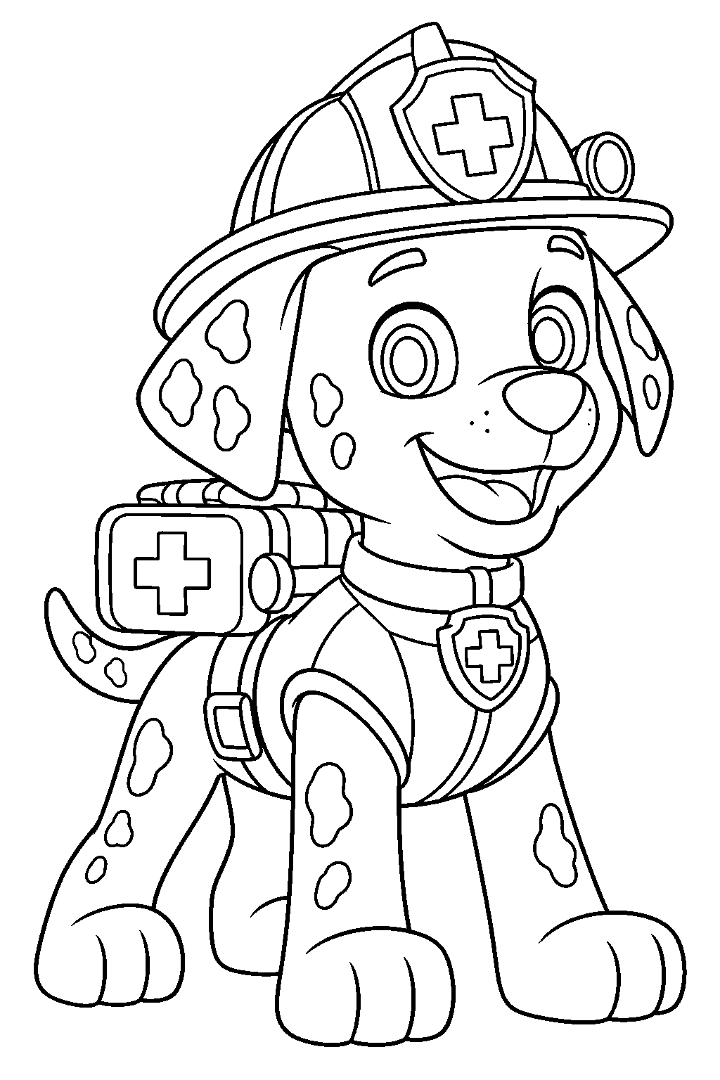 paw patrol marshall in his medic uniform line art