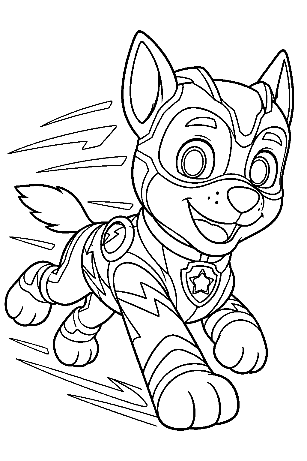 paw patrol mighty pups chase running at super speed line art