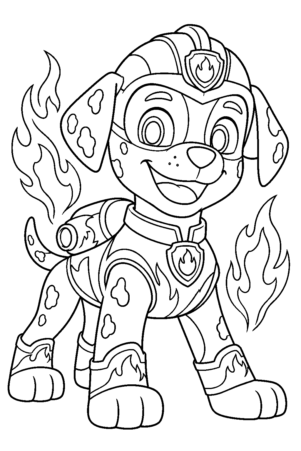 paw patrol mighty pups marshall using his fire power line art
