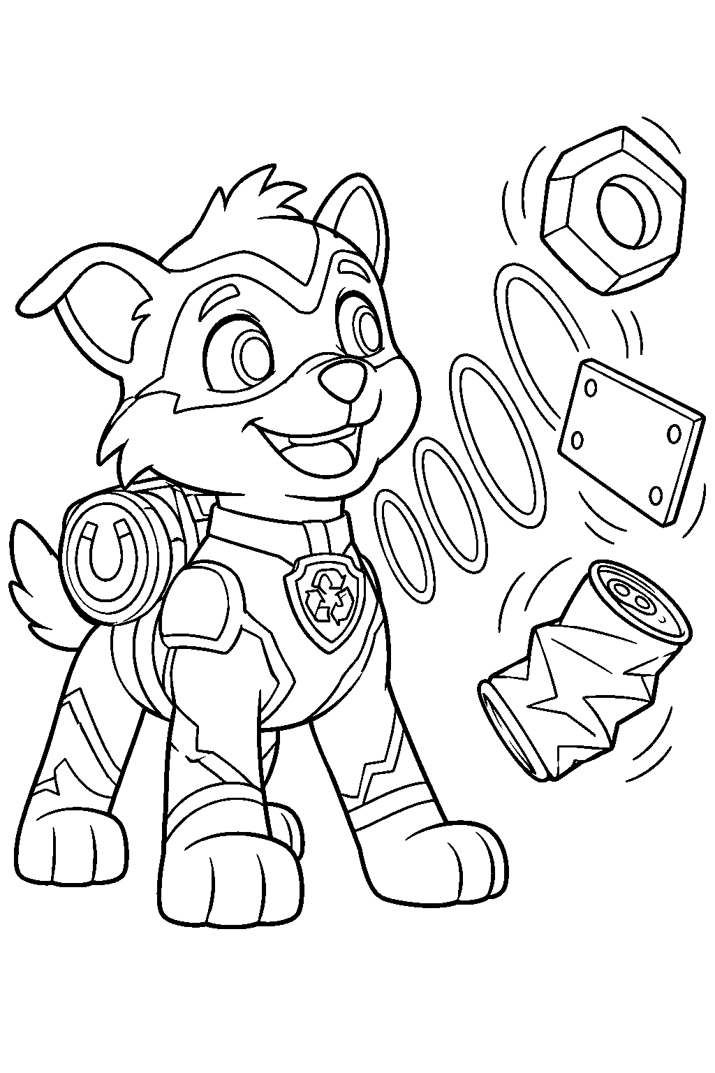 paw patrol mighty pups rocky moving metal with his magnet power line art