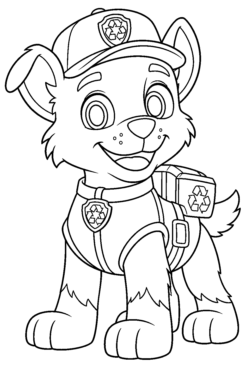 paw patrol rocky in his recycling uniform line art