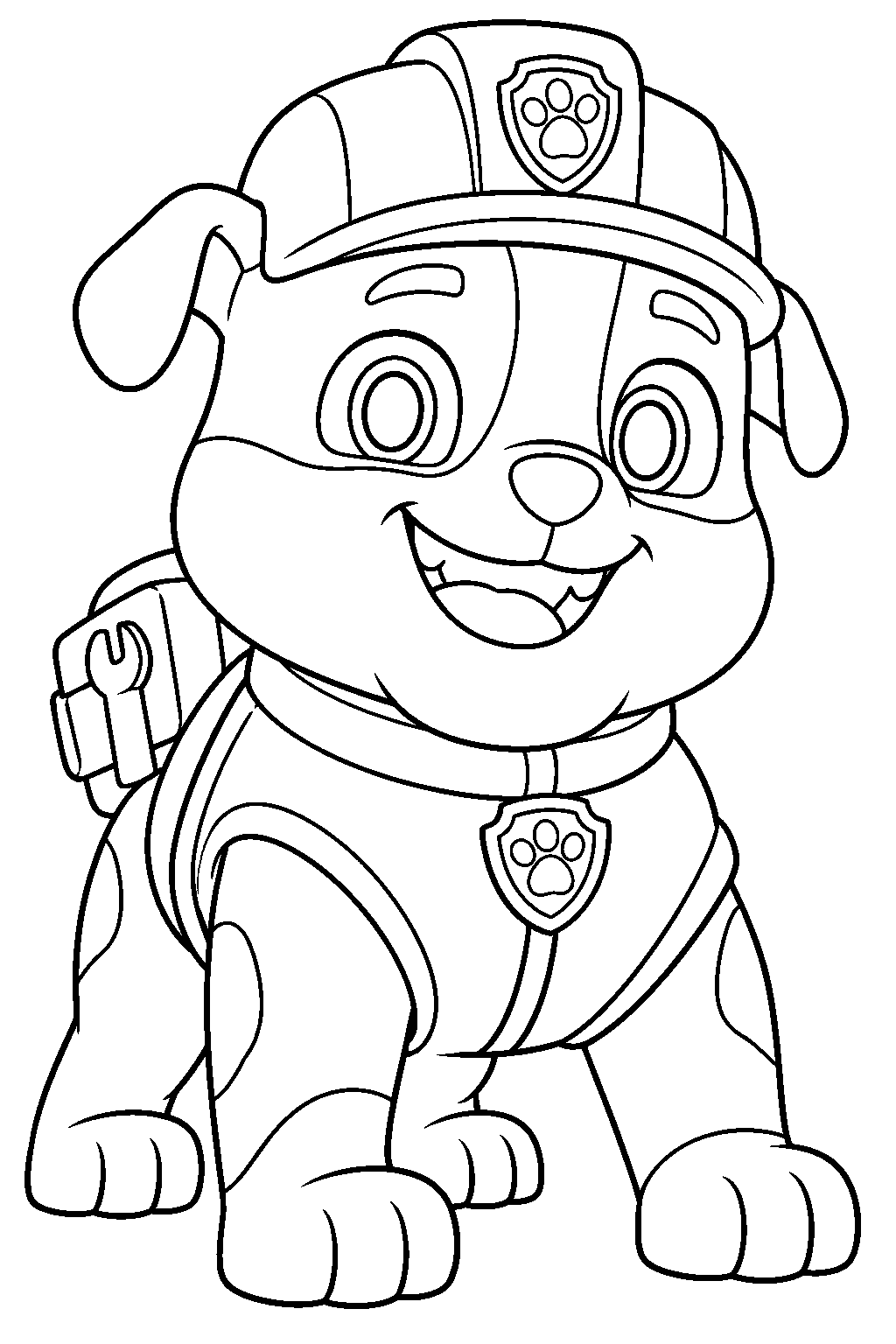 paw patrol rubble in his construction uniform line art