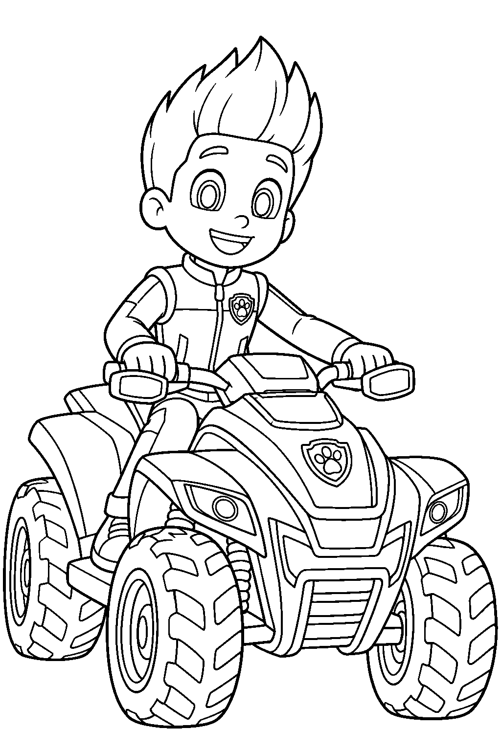 paw patrol ryder driving his rescue atv line art