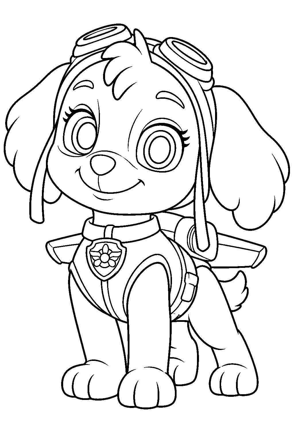 paw patrol skye in her pilot uniform line art