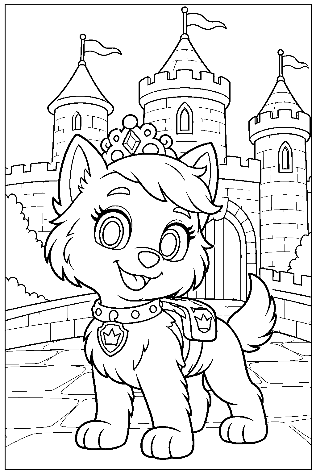 paw patrol sweetie at barkingburg castle line art