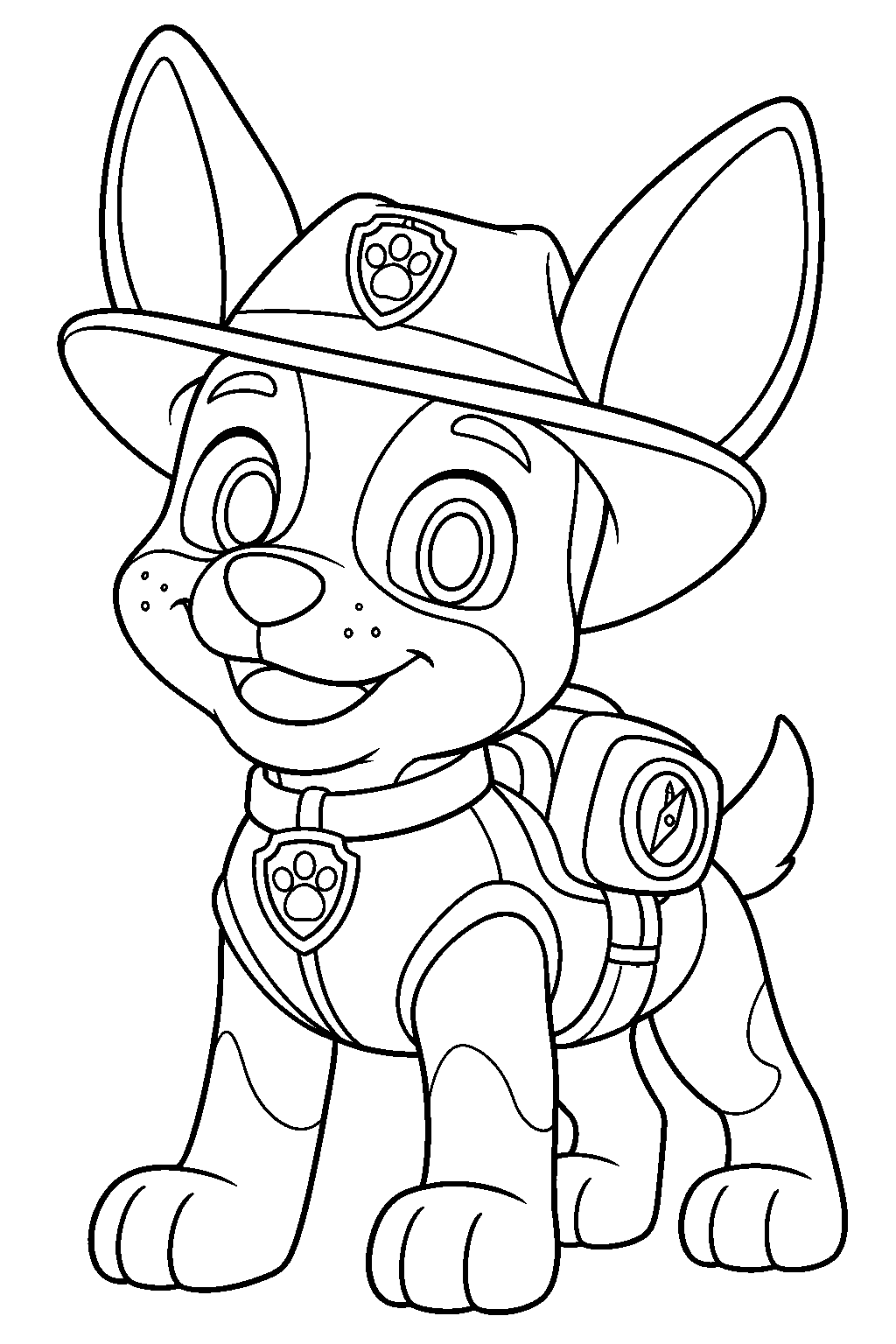 paw patrol tracker in his jungle explorer uniform line art