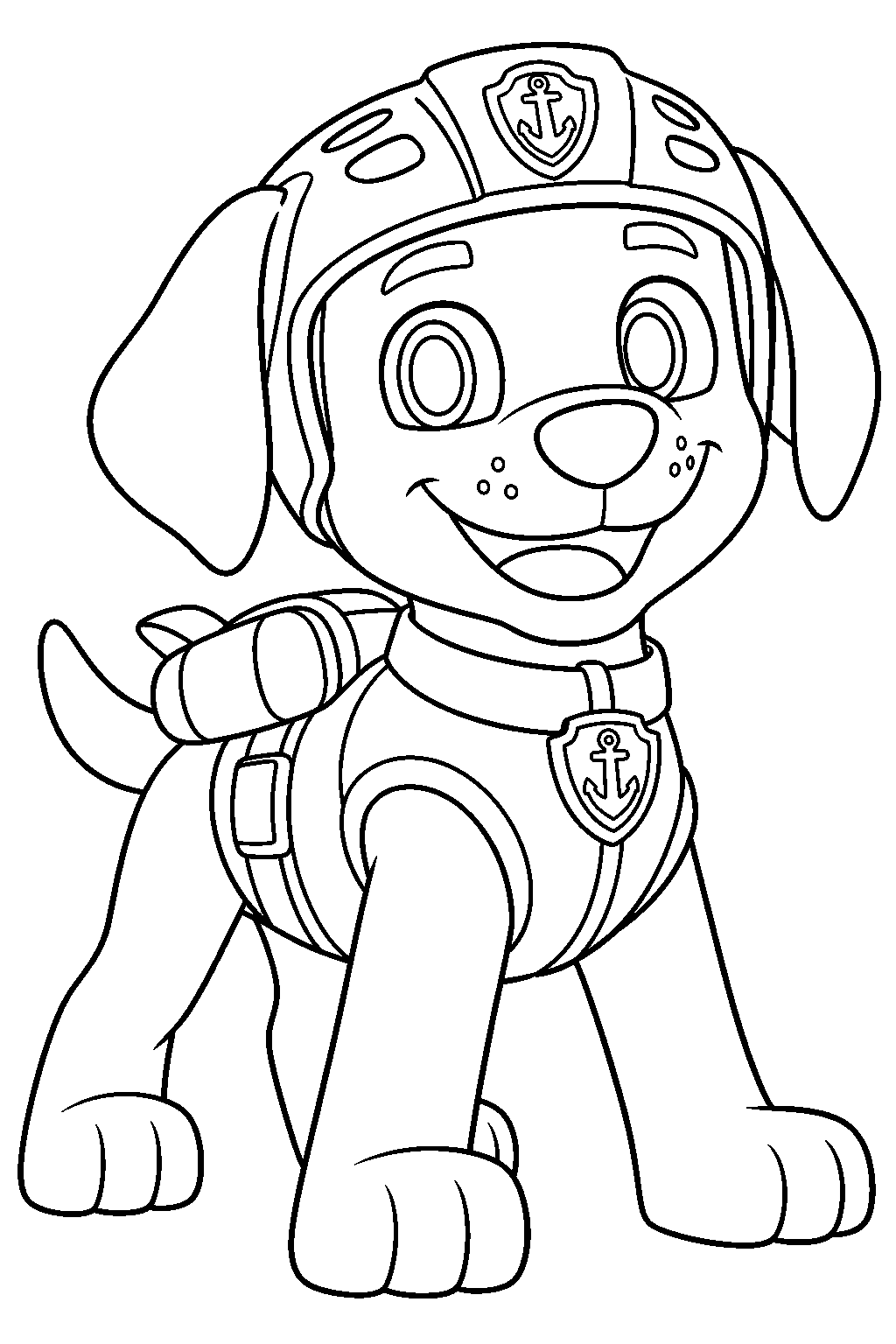 paw patrol zuma in his water rescue uniform line art