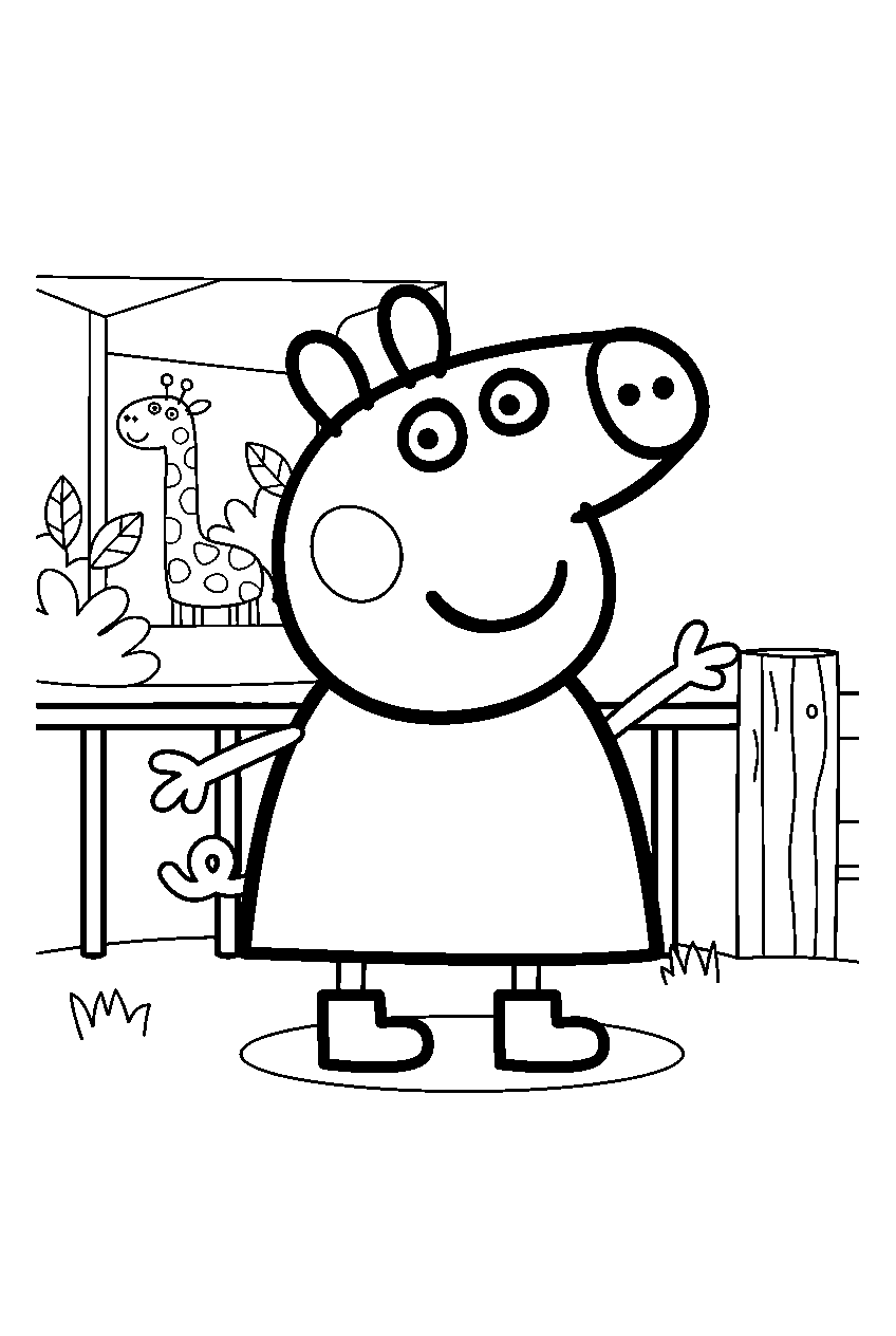 peppa pig in zoo line art