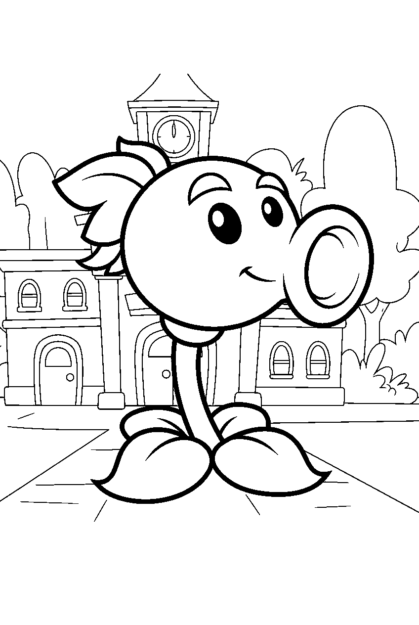 plants vs zombies characters in neighborville town center line art