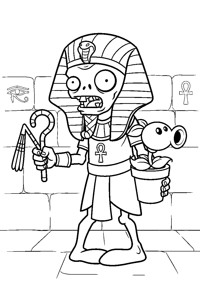 plants vs zombies in ancient egypt line art