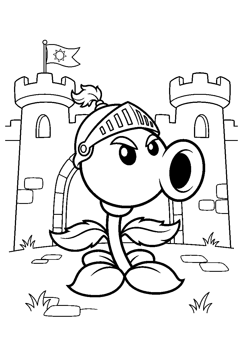 plants vs zombies in dark ages castle line art