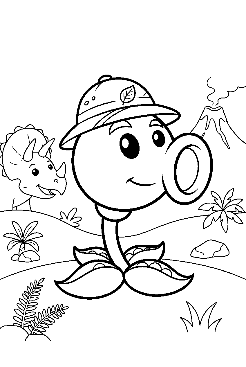 plants vs zombies in dinosaur valley line art