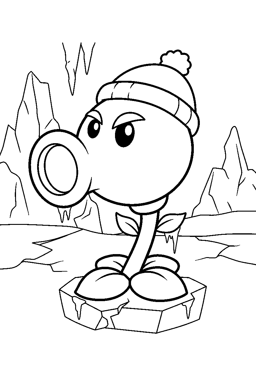 plants vs zombies in frostbite caves line art