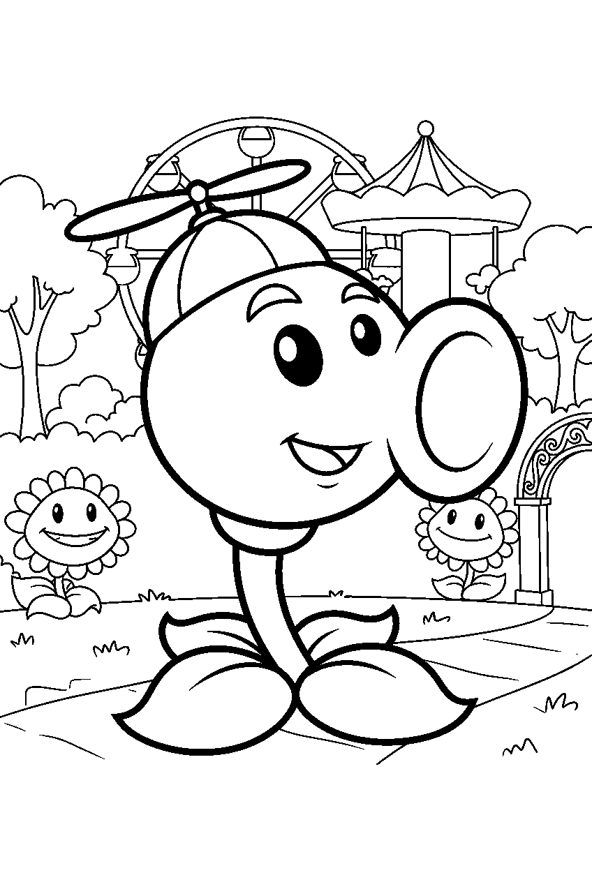 plants vs zombies in giddy park line art