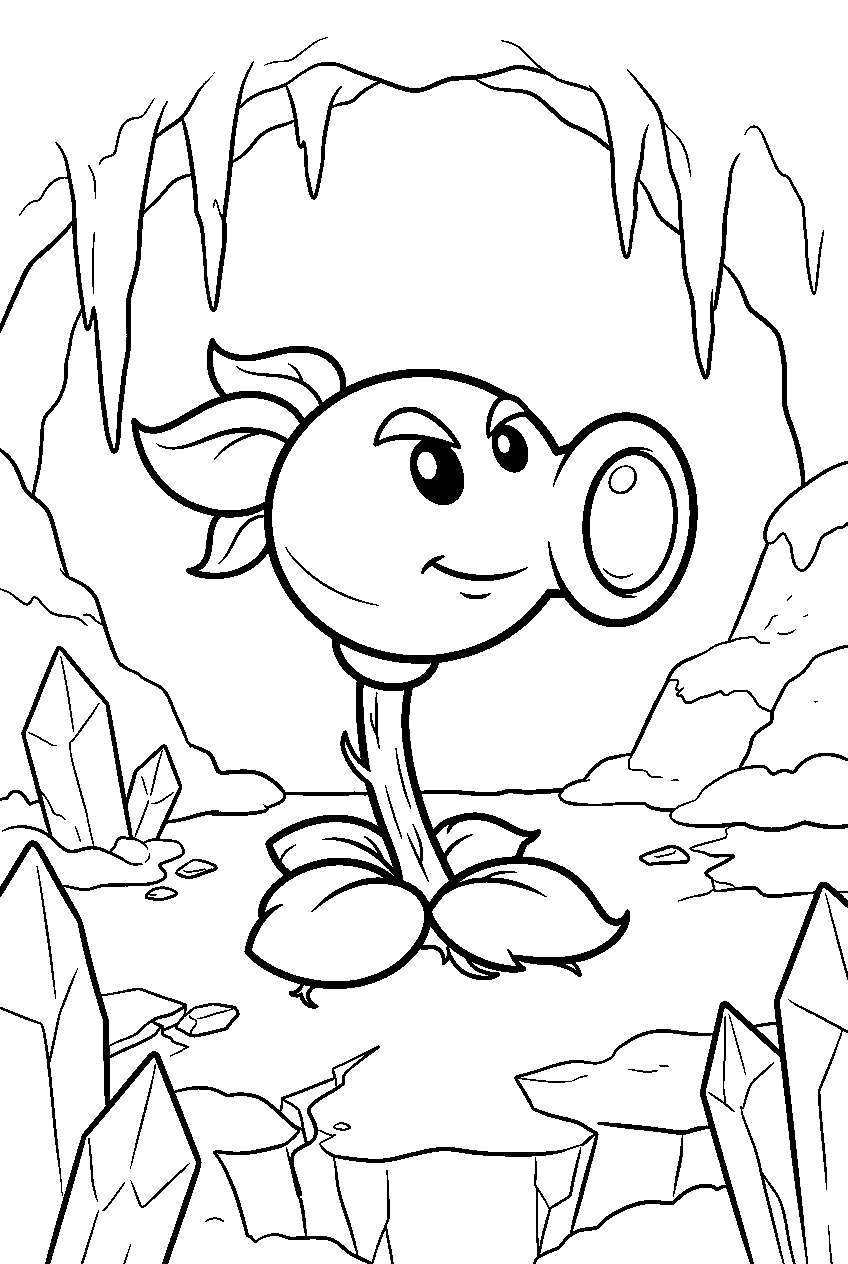 plants vs zombies in icy cavern line art