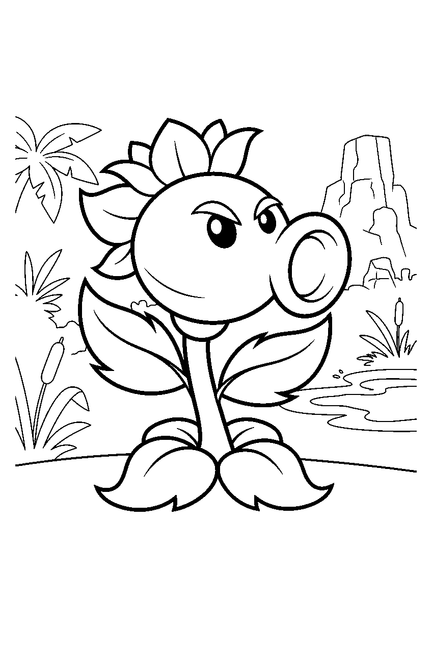 plants vs zombies in jurassic marsh line art