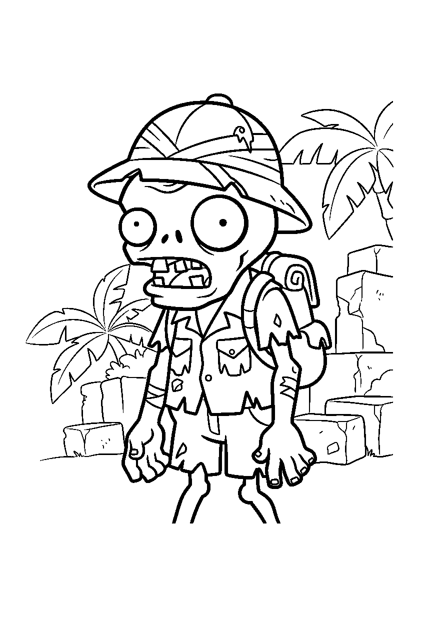 plants vs zombies in lost city line art