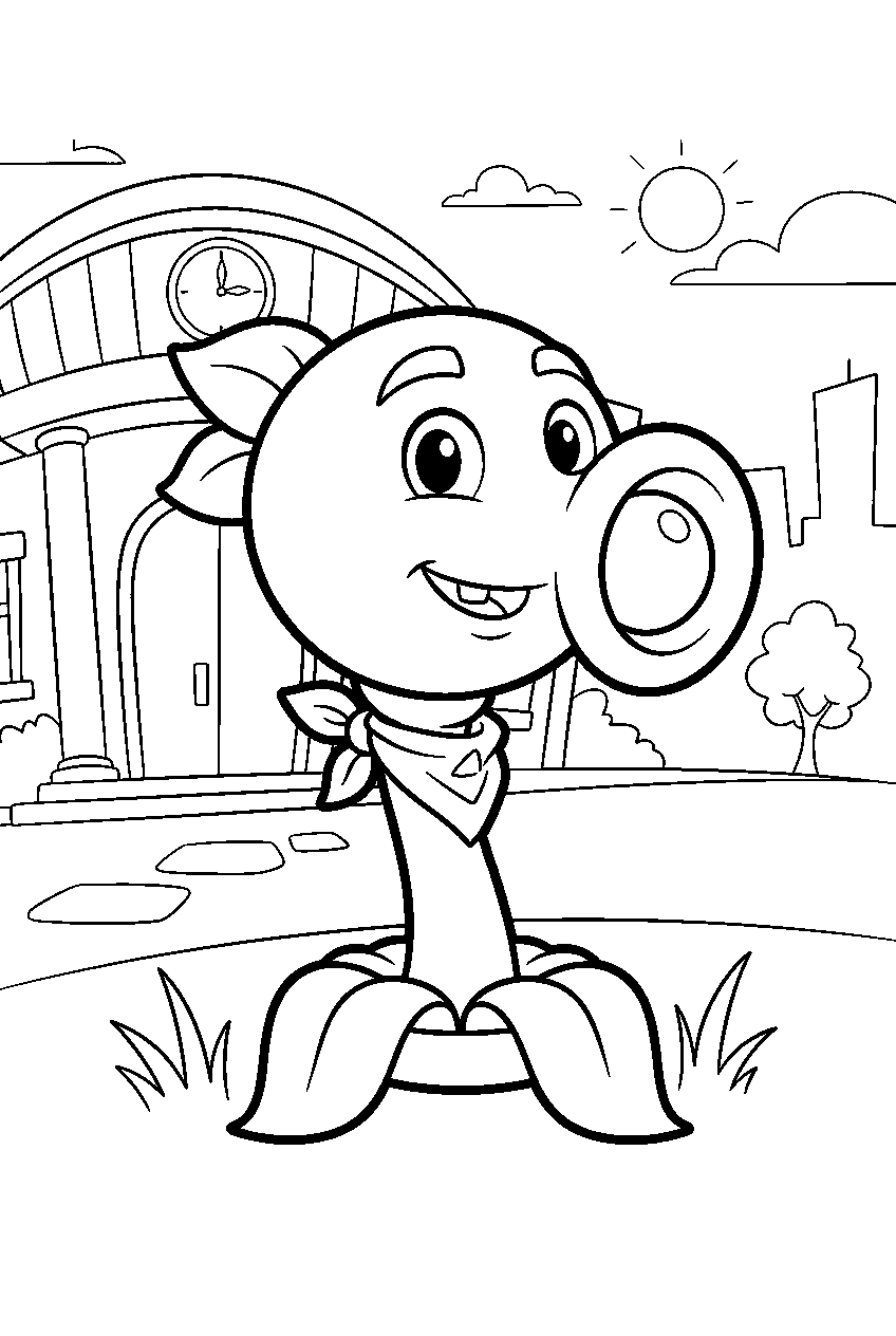 plants vs zombies in neighborville town center line art