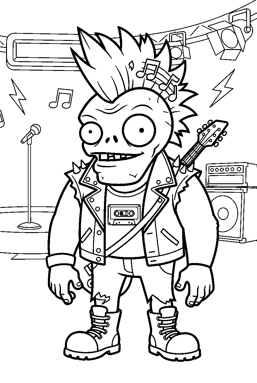 plants vs zombies in neon mixtape arena line art