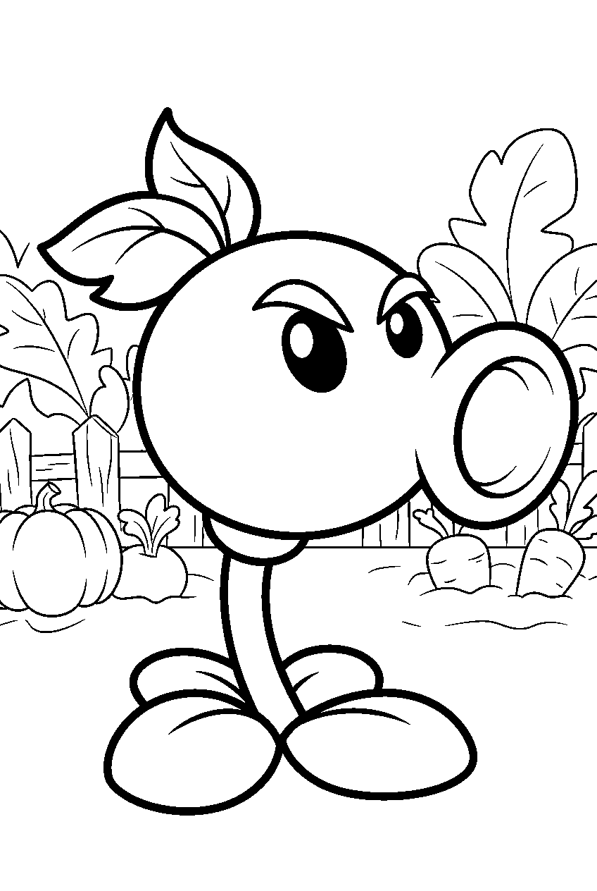 plants vs zombies in vegetable garden line art